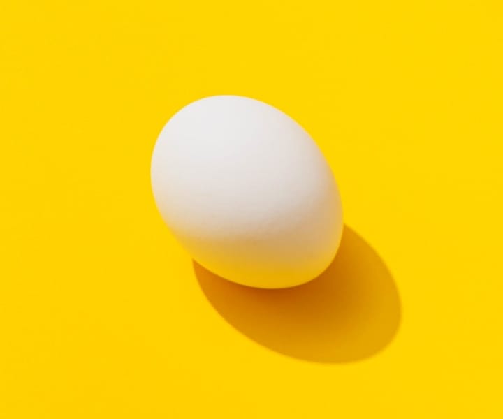 white-egg-in-yellow-background